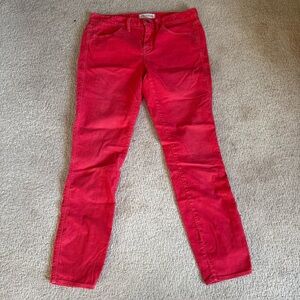 Madewell Corduroy Red/Coral Stretch Jeans Pants Mid Rise Straight Ankle | Sz 28